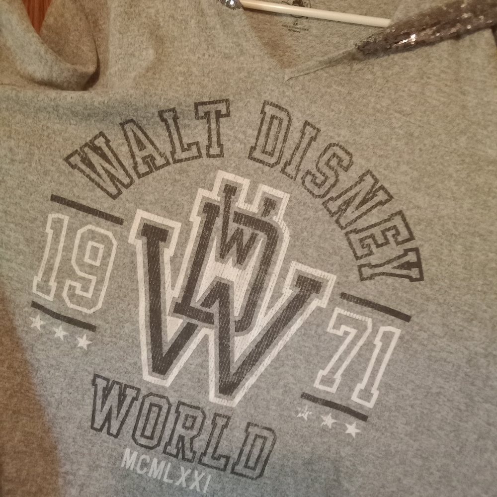 Disney grey hoodie with sequined hood